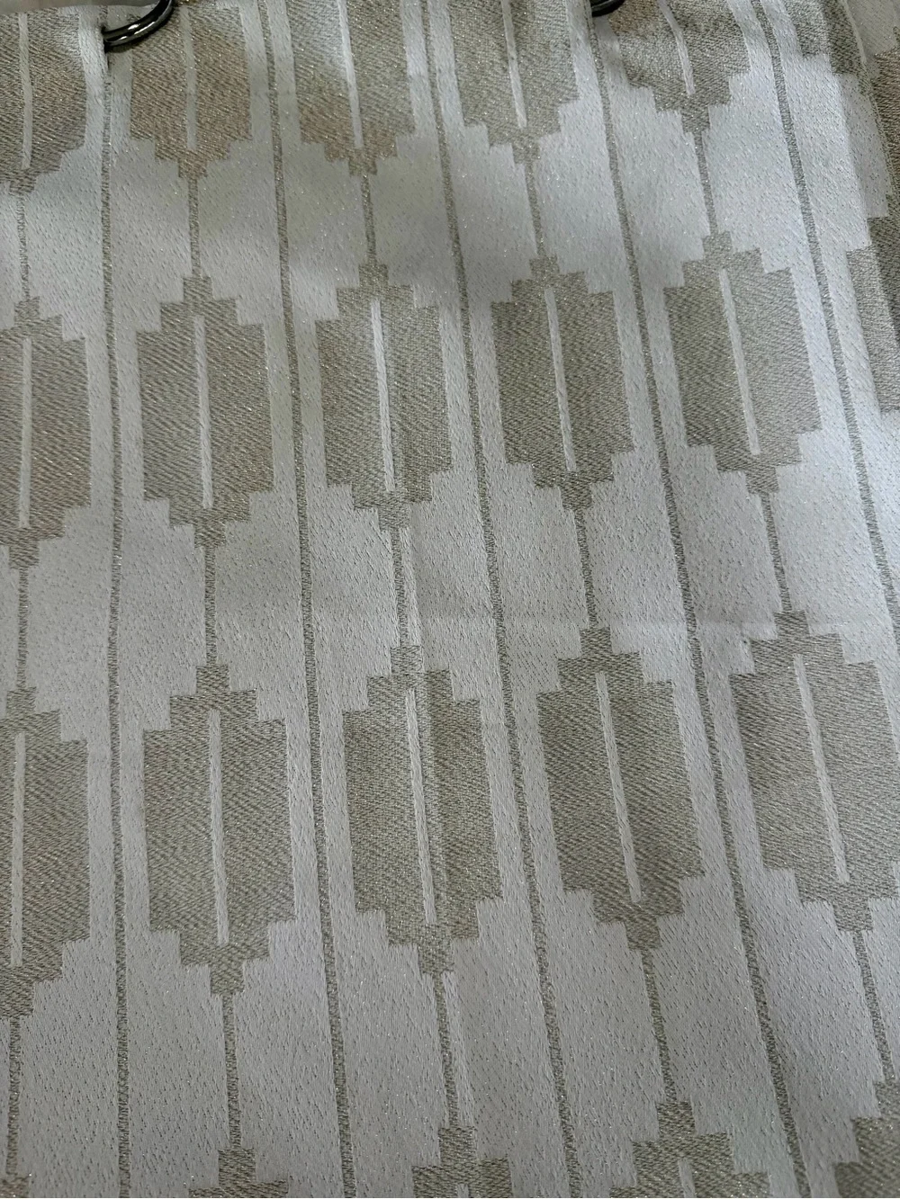 Neutral White and Tan/silver Beige Patterned Shower Curtain - Bath- nice quality